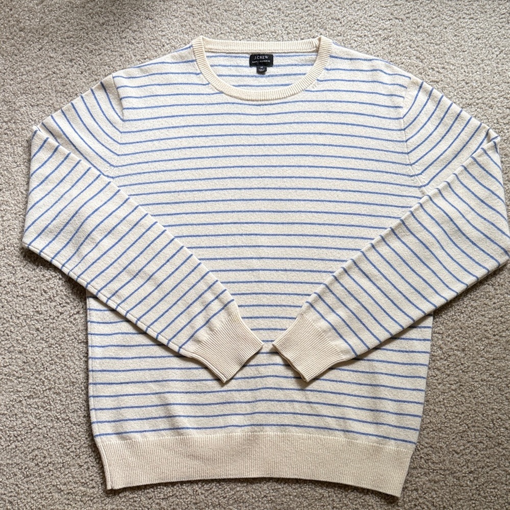 J. Crew Mens Striped Cashmere Sweater - Medium